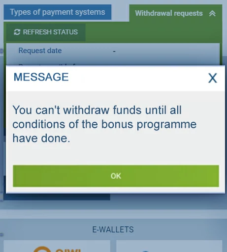 You can't withdraw