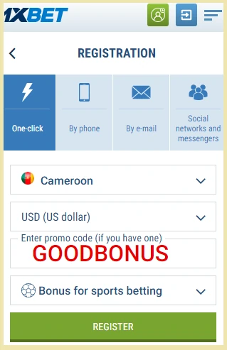How to register on 1xbet from Cameroon