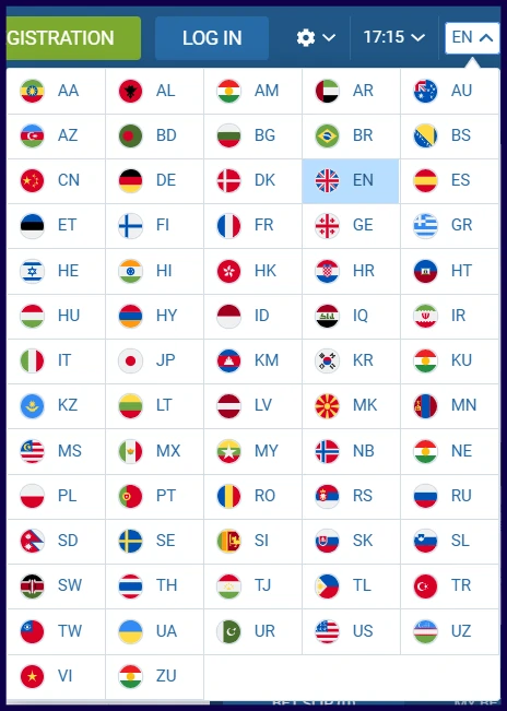 Allowed languages to set in 1xbet List of languages on 1xbet website