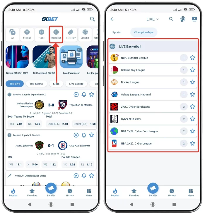 How to start bet on 1xbet basketball