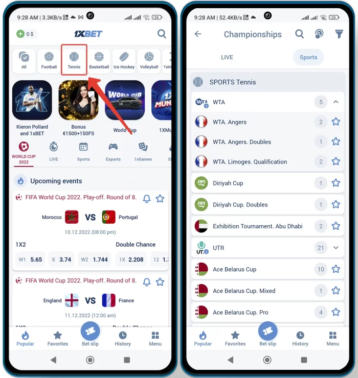 1xbet tennis betting apk - Guide how to bet