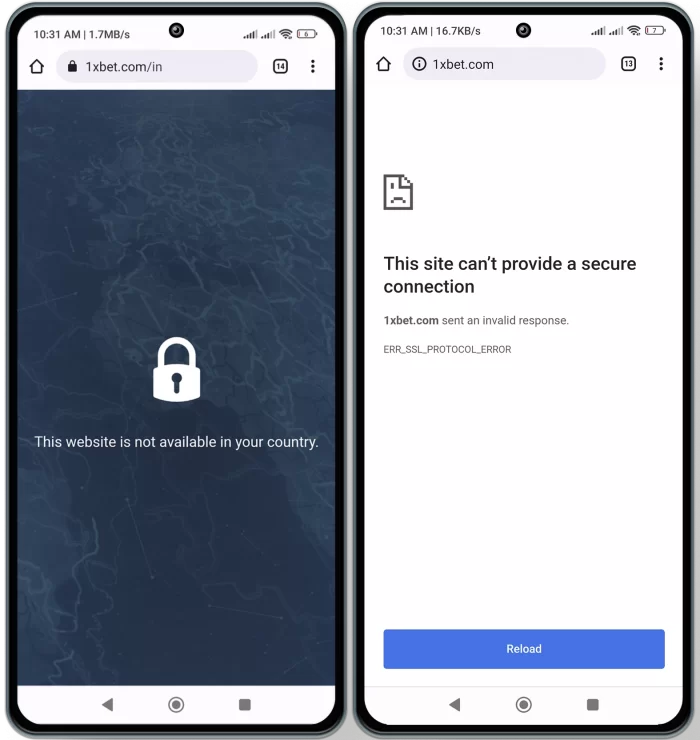 1xbet login problem - Website cannot provide a secure connection