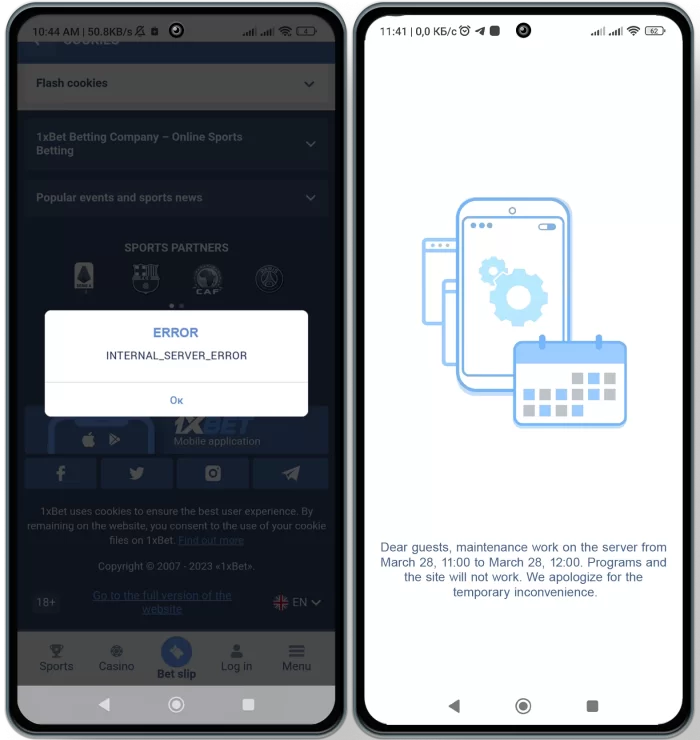 1xbet website is not available