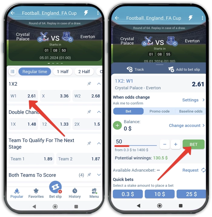 How to make bet on sport in 1xbet