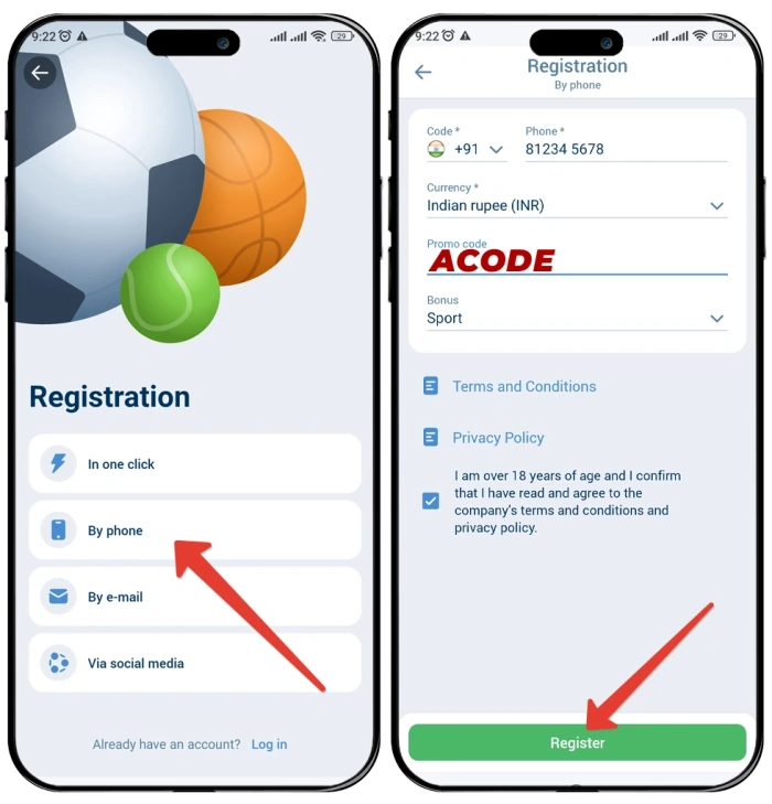 How to register 1xbet in India 1xbet India registration by phone number